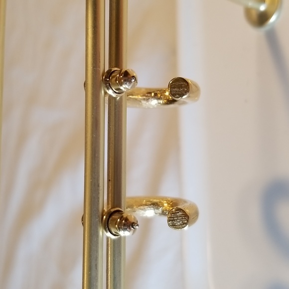 Vintage Teal & Gold Half Hoop Earrings - Picture 5 of 9